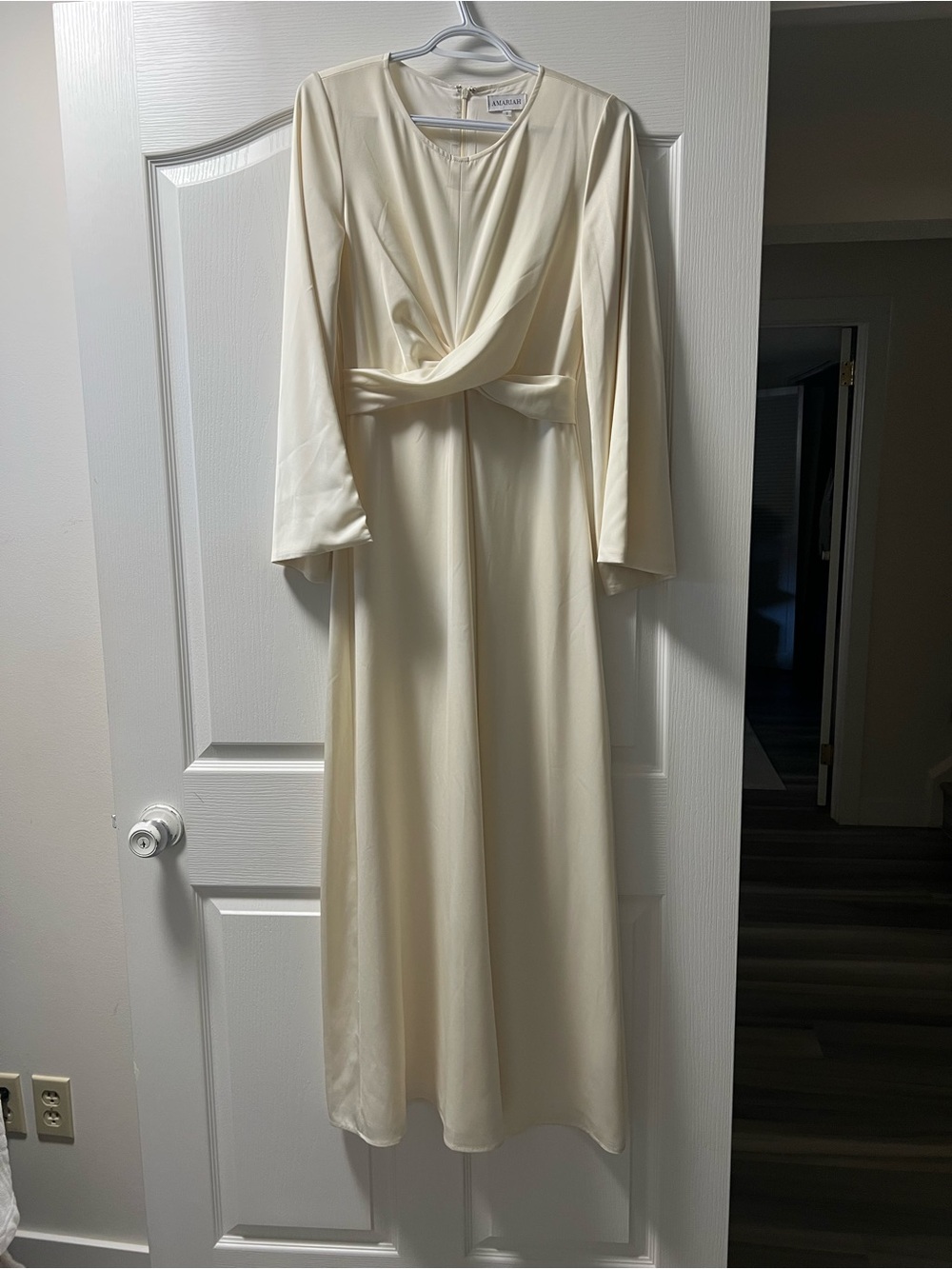 Everlane Cream Twist-Front Long Sleeve Midi Dress